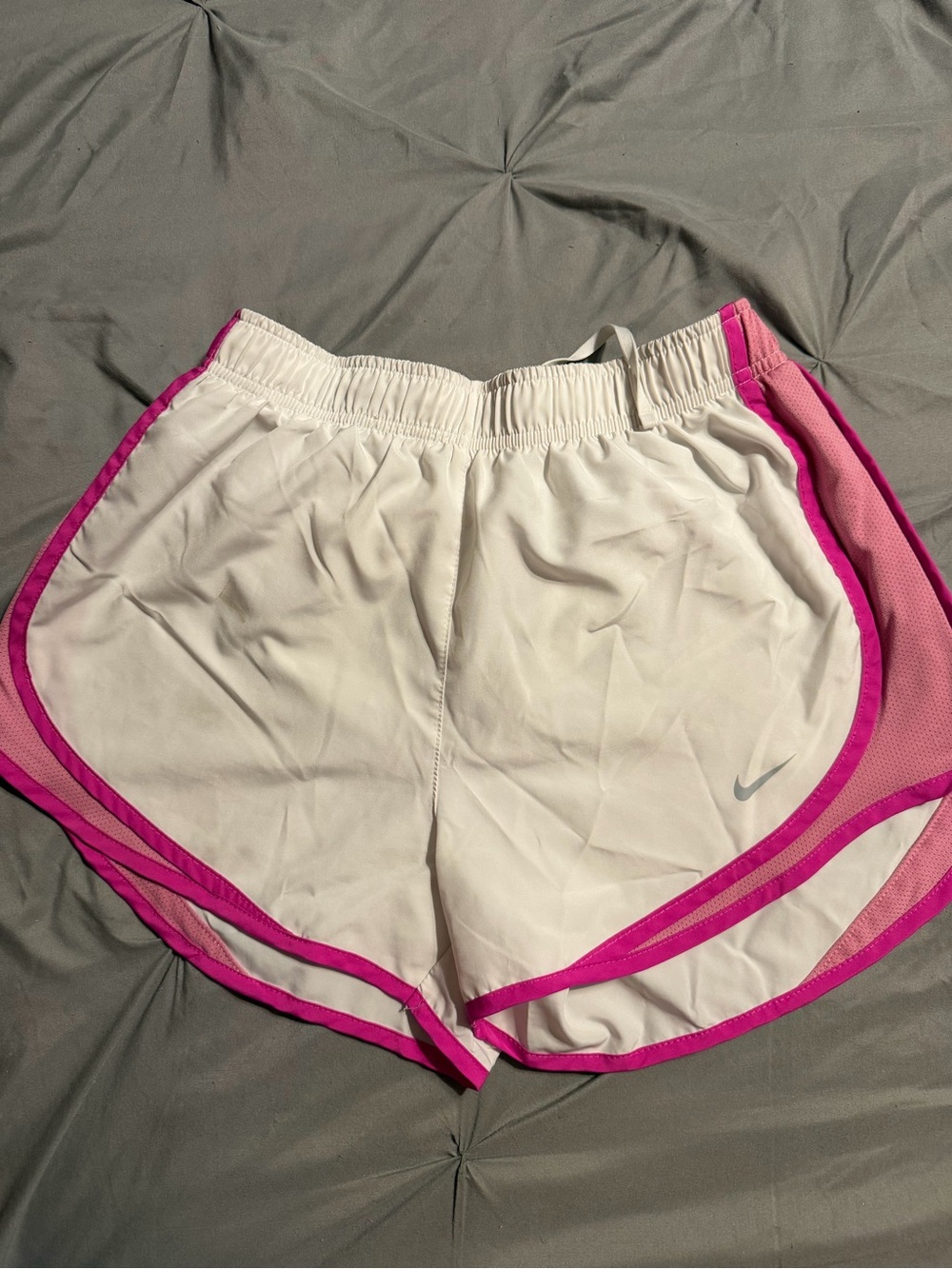 Nike White Women's Athletic Shorts with Pink Trim